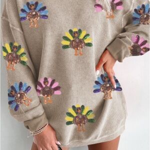 Colorful Turkey Patterned Sweater